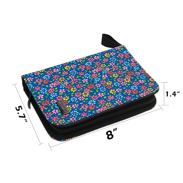 Teamoy Teamoy Crochet Hook Case Travel Bag for Ergonomic Hooks Lightweight Well Made Flowers Blue - View 3 of 9