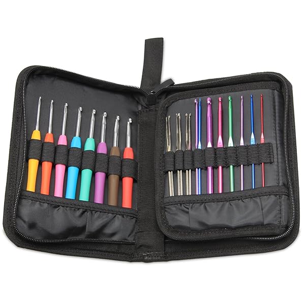 Teamoy Teamoy Crochet Hook Case Travel Bag for Ergonomic Hooks Lightweight Well Made Flowers Blue - View 6 of 9