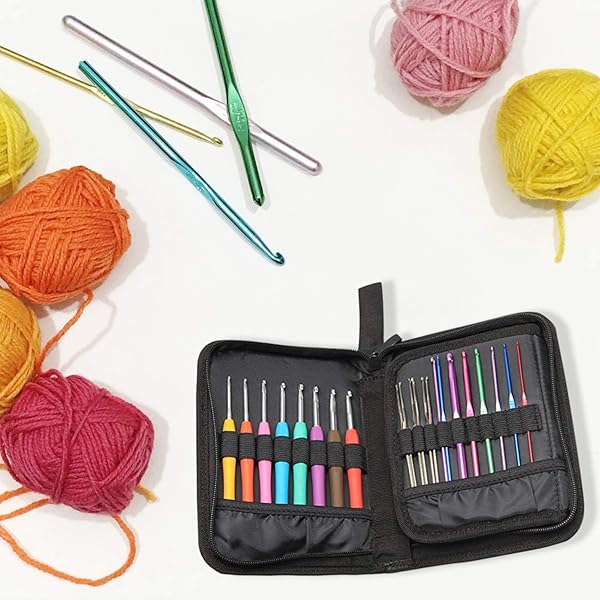 Teamoy Teamoy Crochet Hook Case Travel Bag for Ergonomic Hooks Lightweight Well Made Flowers Blue - View 9 of 9