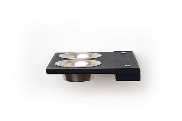 CatastrophiCreations CatastrophiCreations Wall-Mounted Cat Feeder Elevated Feeding Shelf Onyx Bamboo 8.5 x 11 x 3 Inches Pack of 1