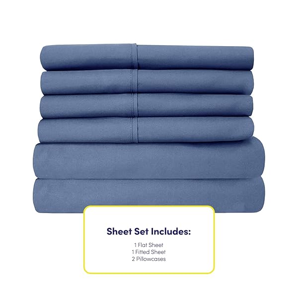 Sweet Home Collection Twin Size Bed Sheets 4 Piece 1500 Supreme Collection Microfiber Deep Pocket Set with Extra Pillow Case Denim Color - View 4 of 7