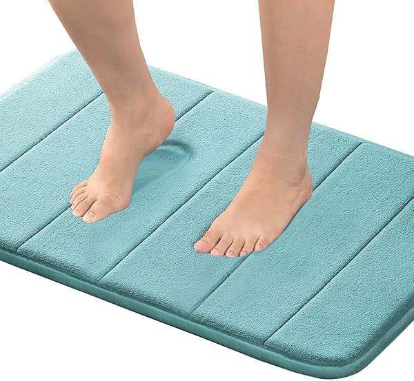 Flamingo P Flamingo P Memory Foam Bath Mat Rug - Soft, Non-Slip, Absorbent & Machine Washable - Aqua Green 24x17 Inches for Bathroom & Shower