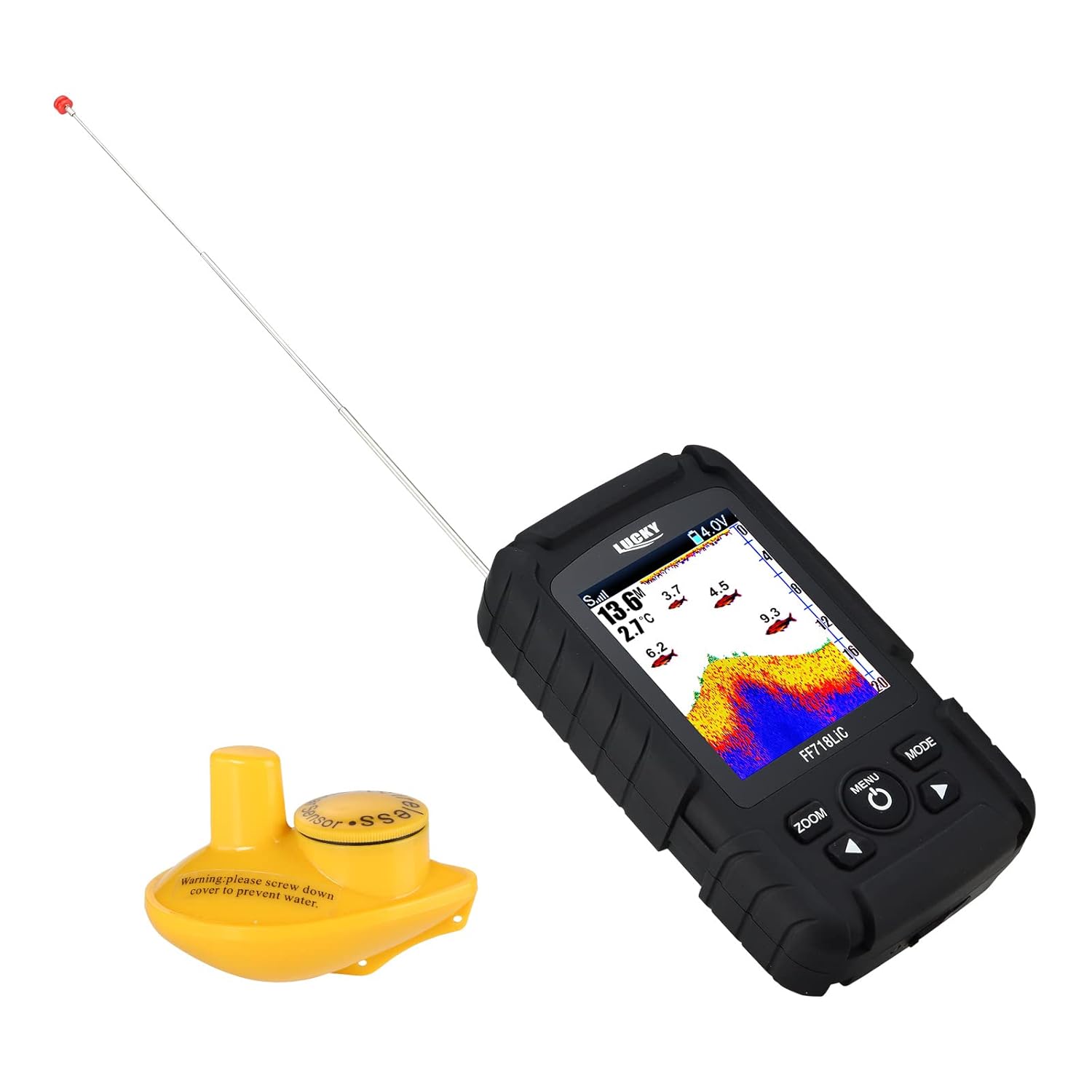 LUCKY LUCKY Portable Fish Finder Handheld Waterproof Depth Finder for Ice Sea Bank and Kayak Fishing with Color LCD Screen Black - View 4 of 9