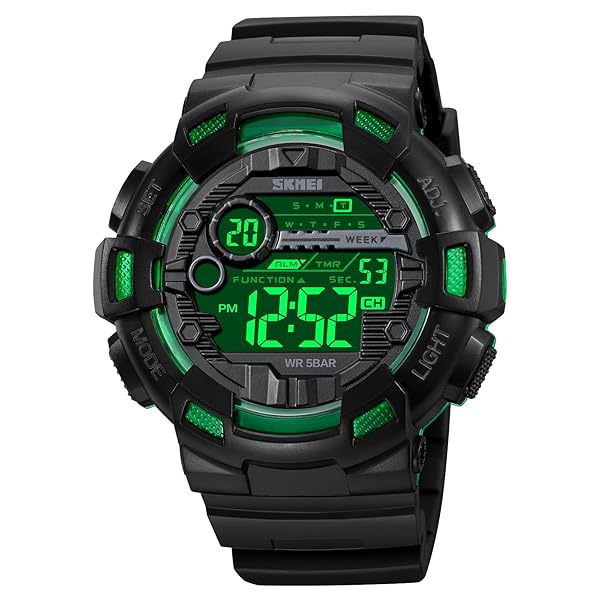 FANMIS Fanmis Mens Digital LED Sports Watch Military Multifunction Dual Time Alarm Countdown Stopwatch Water Resistant Calendar Black - View 3 of 8