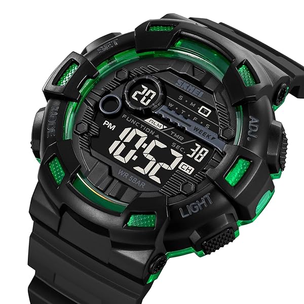 FANMIS Fanmis Mens Digital LED Sports Watch Military Multifunction Dual Time Alarm Countdown Stopwatch Water Resistant Calendar Black - View 4 of 8