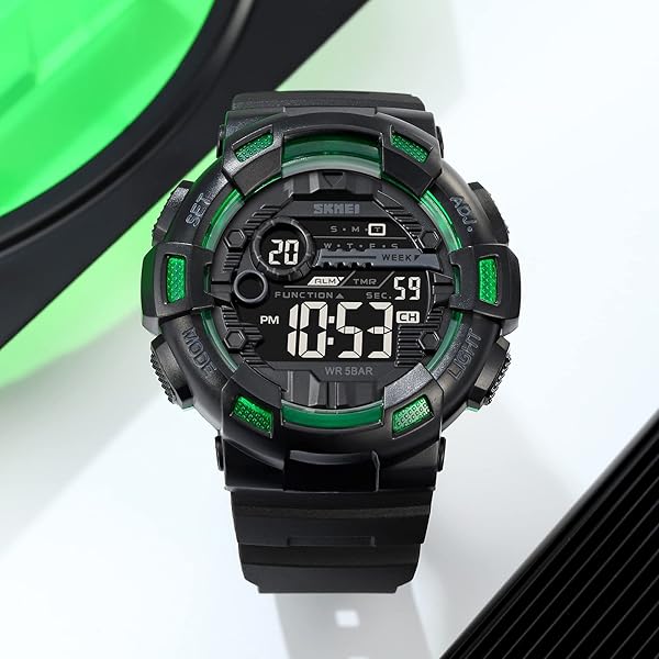 FANMIS Fanmis Mens Digital LED Sports Watch Military Multifunction Dual Time Alarm Countdown Stopwatch Water Resistant Calendar Black - View 5 of 8