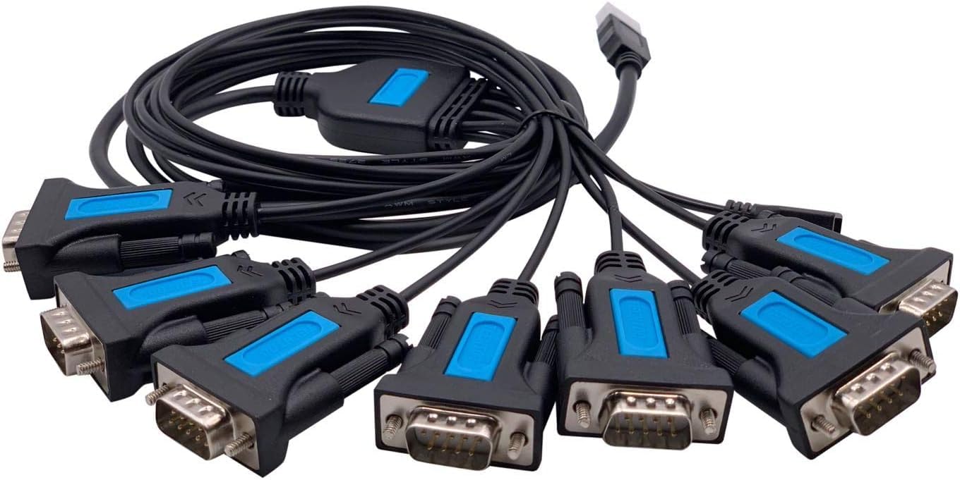 TECHTOO 7 Port USB to Serial RS232 DB9 Adapter Converter 9-Pin Male to Male Cable with Thumbscrews for Professional Use - View 2 of 4