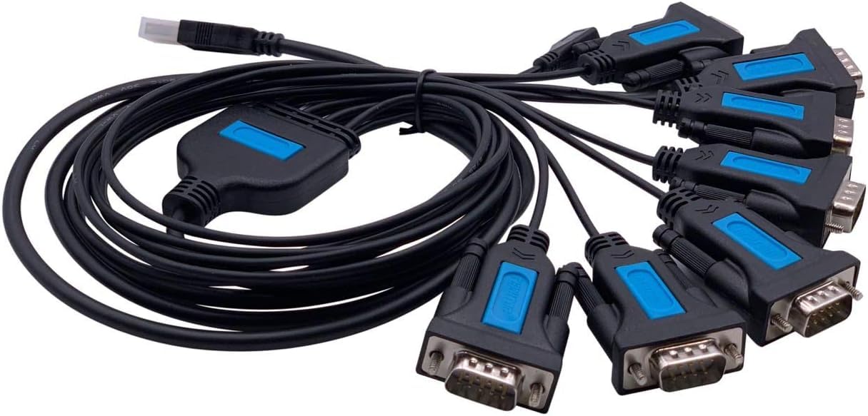 TECHTOO 7 Port USB to Serial RS232 DB9 Adapter Converter 9-Pin Male to Male Cable with Thumbscrews for Professional Use - View 3 of 4