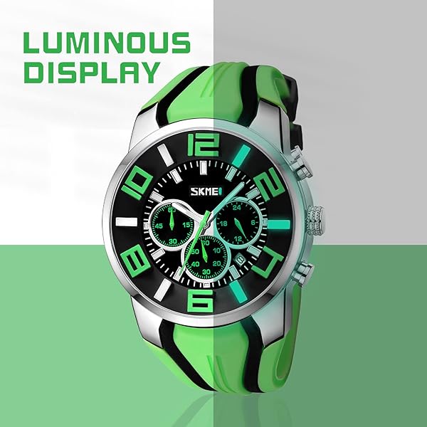 findtime Findtime Mens Military Sports Casual Silicone Chronograph Analog Quartz Wrist Watch Green for Active Lifestyle - View 5 of 8