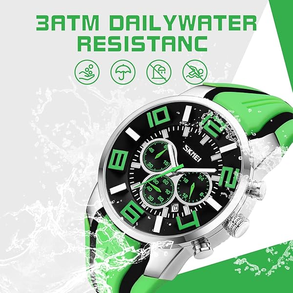 findtime Findtime Mens Military Sports Casual Silicone Chronograph Analog Quartz Wrist Watch Green for Active Lifestyle - View 6 of 8