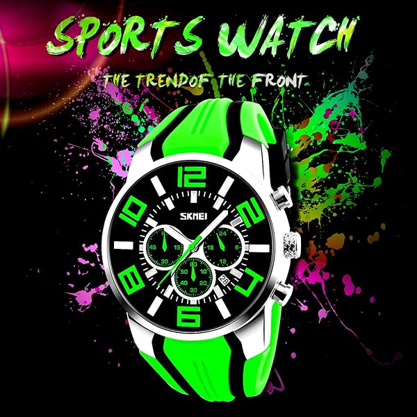 findtime Findtime Mens Military Sports Casual Silicone Chronograph Analog Quartz Wrist Watch Green for Active Lifestyle - View 7 of 8