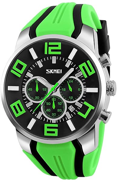 findtime Findtime Mens Military Sports Casual Silicone Chronograph Analog Quartz Wrist Watch Green for Active Lifestyle - View 2 of 8