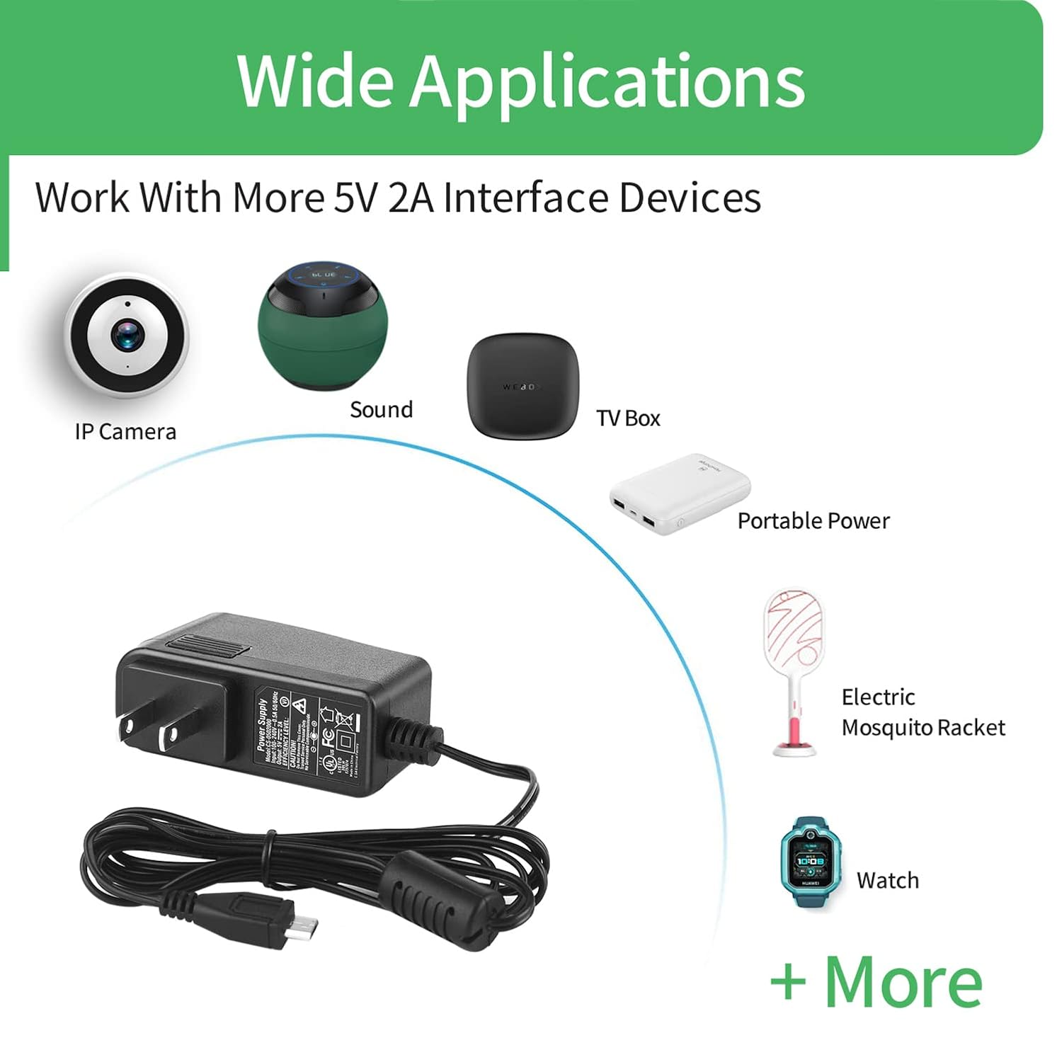 Security-01 Security 01 2 Pack 5V 2A Power Supply with Plug Micro USB for Security Camera IPC - View 4 of 9