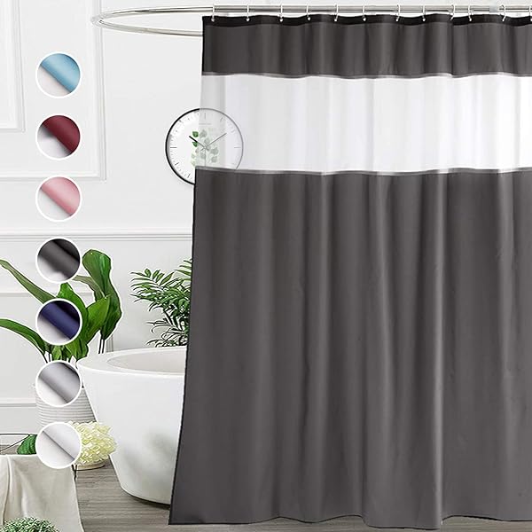 UFRIDAY UFRIDAY 72x72 Inches Dark Grey and White Shower Curtain Stylish Bathroom Liner
