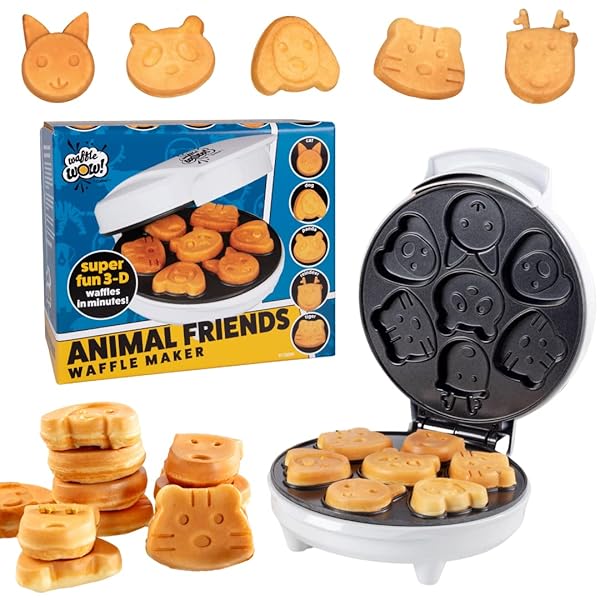 CucinaPro Animal Mini Waffle Maker: 7 Fun Shapes for Pancakes - Perfect Holiday Gift for Kids & Adults!