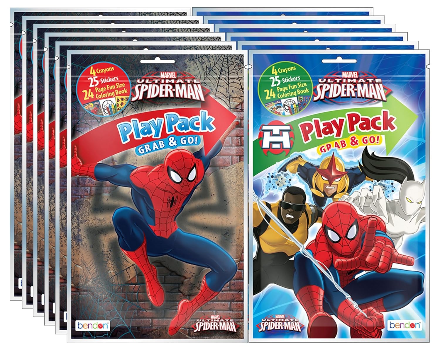 Bundle of 12 Marvel Spider-Man Grab and Go Play Packs for Fun and Adventure