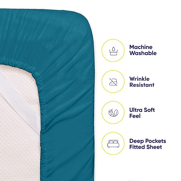 Sweet Home Collection King Size Bed Sheets 6 Piece 1500 Supreme Collection Fine Brushed Microfiber Deep Pocket Set with Extra Pillow Cases in Teal - View 3 of 7