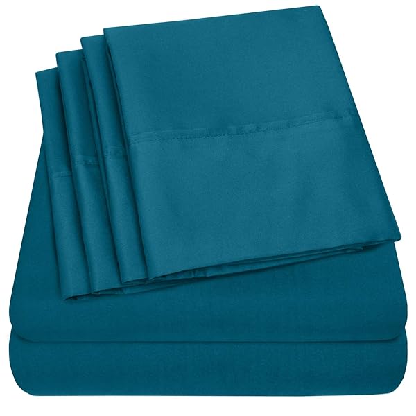 Sweet Home Collection King Size Bed Sheets 6 Piece 1500 Supreme Collection Fine Brushed Microfiber Deep Pocket Set with Extra Pillow Cases in Teal