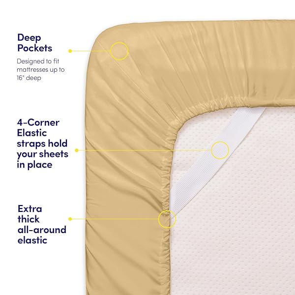 Sweet Home Collection Sweet Home Collection 3Pc Camel Microfiber Bed Linen Set for Twin XL Mattress Deep Pocket Wrinkle and Fade Resistant - View 5 of 8