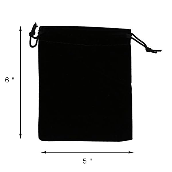 Wudygirl Wudygirl 100 PCS Velvet Drawstring Bags 5X6 Inch for Jewelry Gaming Dice and Marbles Black Cloth Pouches - View 2 of 7
