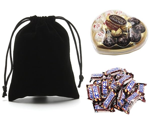 Wudygirl Wudygirl 100 PCS Velvet Drawstring Bags 5X6 Inch for Jewelry Gaming Dice and Marbles Black Cloth Pouches - View 3 of 7