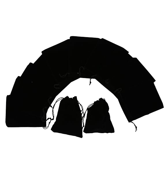 Wudygirl Wudygirl 100 PCS Velvet Drawstring Bags 5X6 Inch for Jewelry Gaming Dice and Marbles Black Cloth Pouches - View 6 of 7