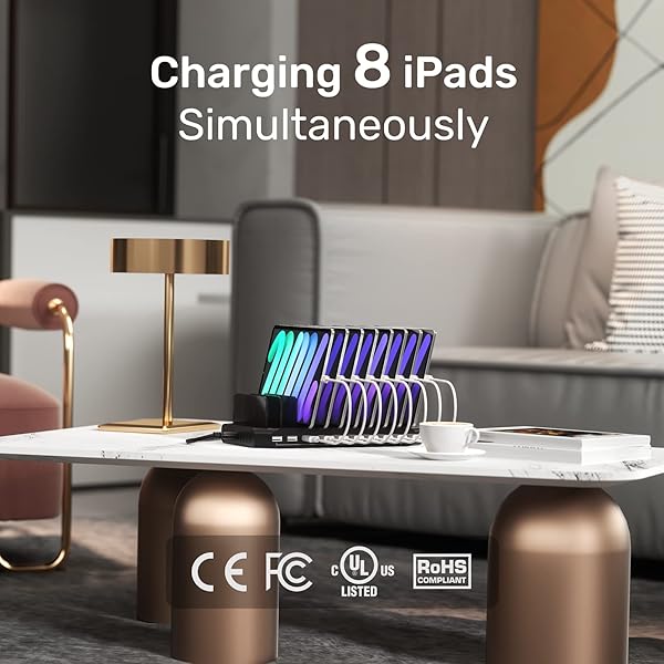 Unitek Unitek iPad Charging Station 10 Port USB Charger Dock Quick Charge 3.0 96W 19.2A Supports 8 iPads Simultaneously Upgraded Model - View 4 of 9