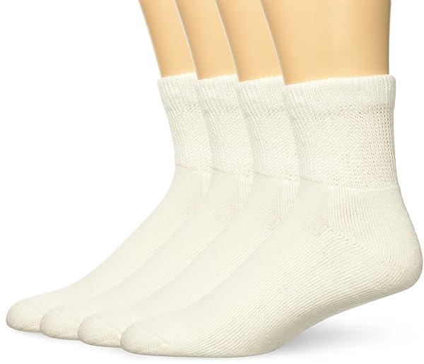 Top Flite Carolina Ultimate Men's Diabetic Non-Binding Quarter Socks 2 Pack White Large for Comfort and Health