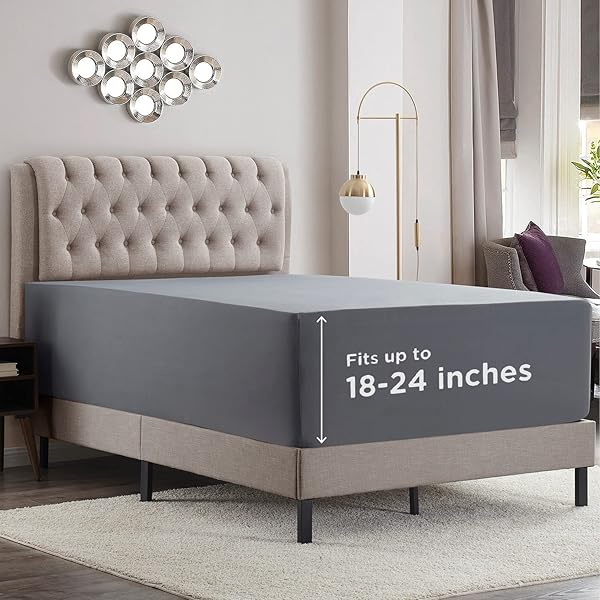 Empyrean Bedding Empyrean Extra Deep Pocket King Fitted Sheet - Soft Microfiber, Fits 18-24 Inch Mattresses, Charcoal Grey