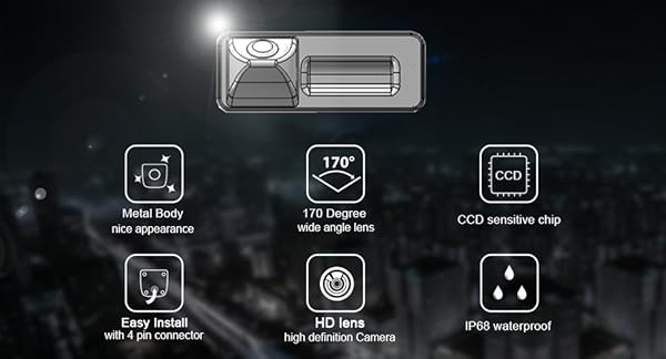 Navinio Navinio Waterproof Backup Camera for VW Scirocco Fabia Seat Tiguan Touareg Santana Golf 5 V Passat Polo Skoda Rear-View Parking - View 7 of 10