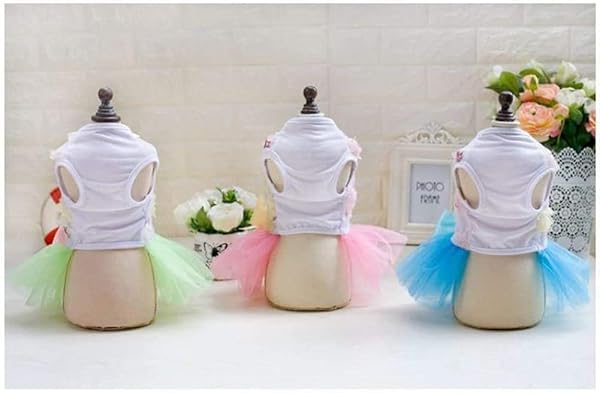 Izefia Puppy Skirt Dog Dresses for Small Dogs Princess Tutu Flower Sequin Dot Wedding Lace Luxury Bow Dresses for Girls and Cats in Pink - View 7 of 8