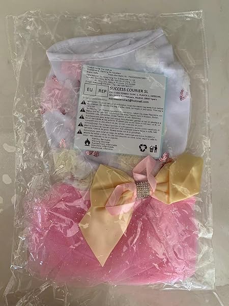 Izefia Puppy Skirt Dog Dresses for Small Dogs Princess Tutu Flower Sequin Dot Wedding Lace Luxury Bow Dresses for Girls and Cats in Pink - View 8 of 8
