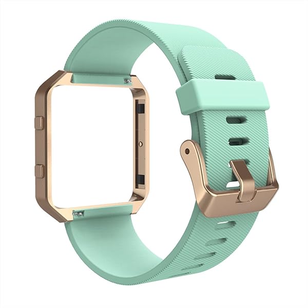 Simpeak Simpeak Sport Band for Fitbit Blaze Silicone Wrist Band with Metal Frame Replacement for Men Women Small Green Rose Gold - View 4 of 7