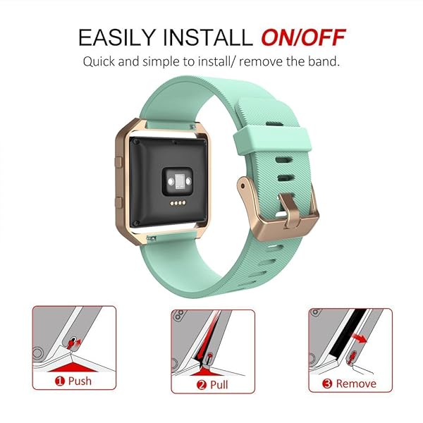 Simpeak Simpeak Sport Band for Fitbit Blaze Silicone Wrist Band with Metal Frame Replacement for Men Women Small Green Rose Gold - View 5 of 7