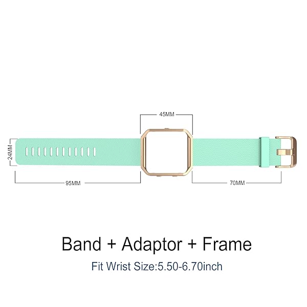 Simpeak Simpeak Sport Band for Fitbit Blaze Silicone Wrist Band with Metal Frame Replacement for Men Women Small Green Rose Gold - View 6 of 7