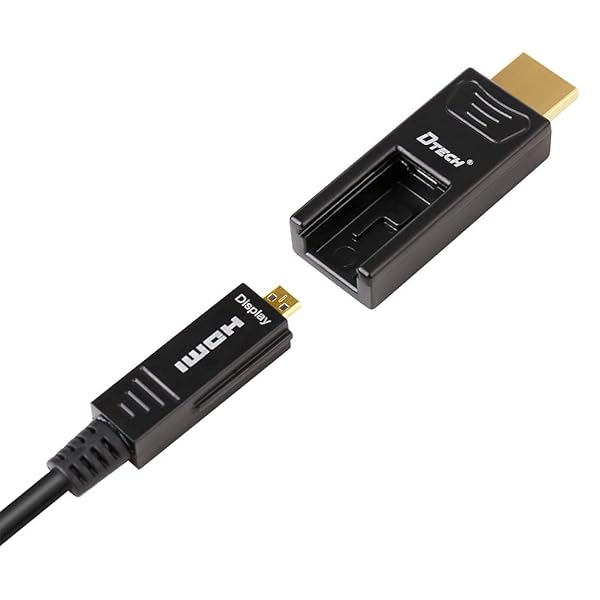 DTECH 50ft DTech Fiber Optic HDMI Cable - 4K 60Hz, 18Gbps, Dual Micro & Standard HDMI for TV, Projector, Monitor - View 7 of 7