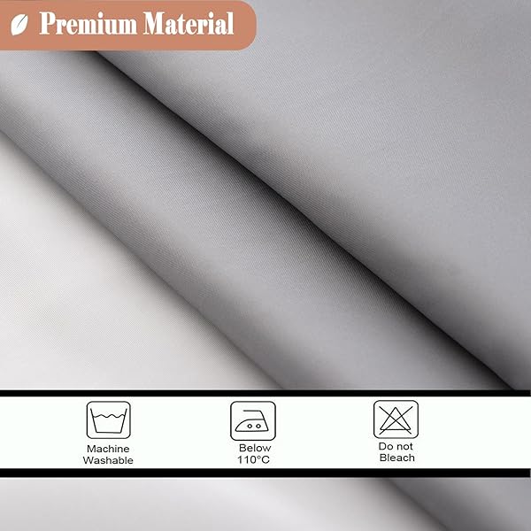 UFRIDAY UFRIDAY 72x78 Inches Water-Repellent White and Gray Shower Curtain with 12 Hooks Washable Polyester for Bathroom Soft Long Liner - View 6 of 6
