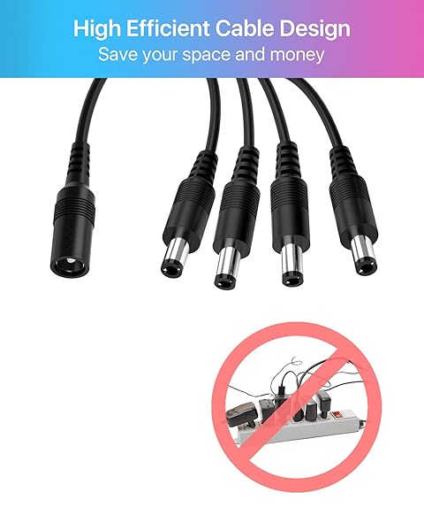 ZOSI ZOSI 12V 2A Power Supply Adapter & 4-Way Splitter for CCTV Security Cameras - View 8 of 10