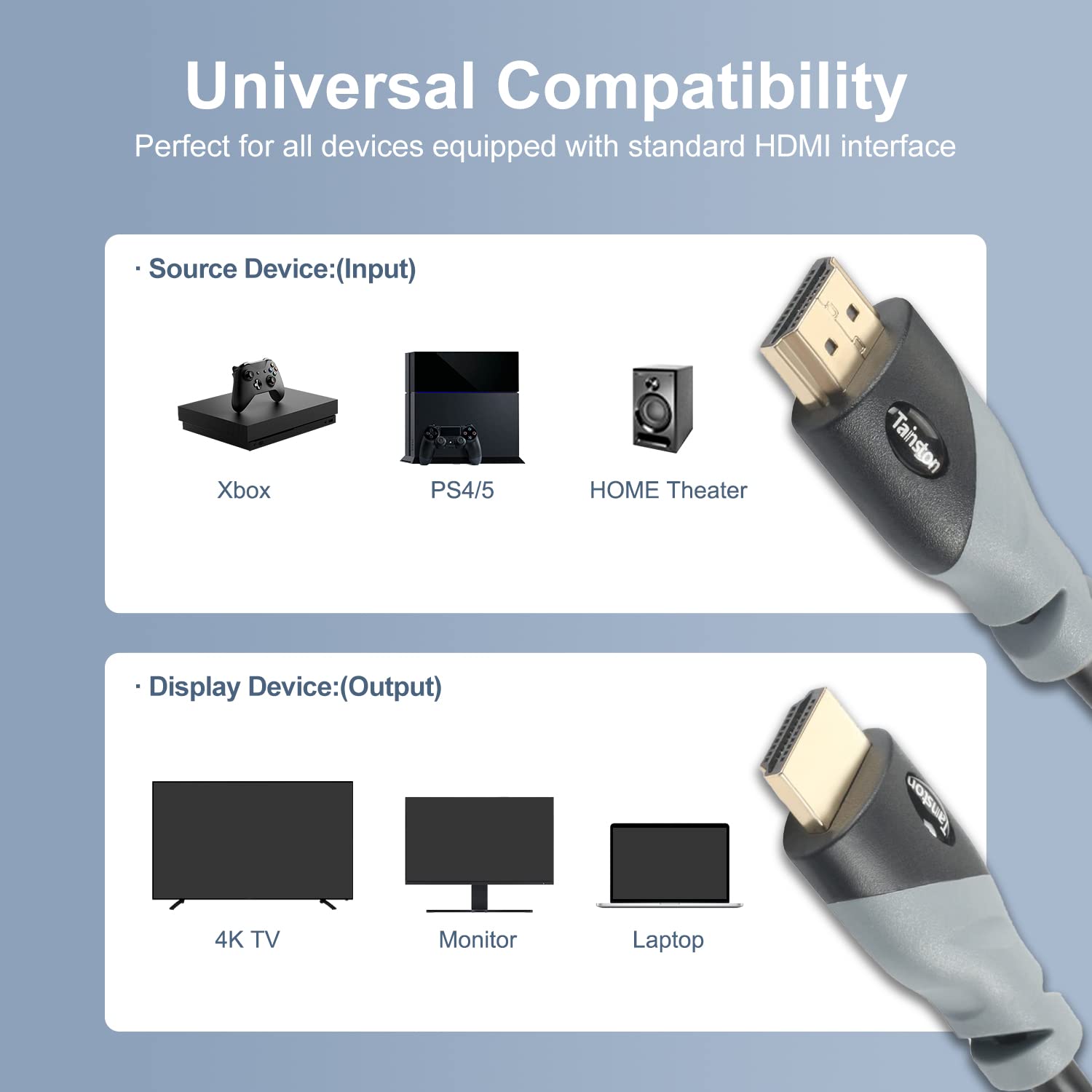 Tainston High Speed HDMI Cable 50 Feet Supports 4K 3D 1080P and Audio Return Channel - View 3 of 8