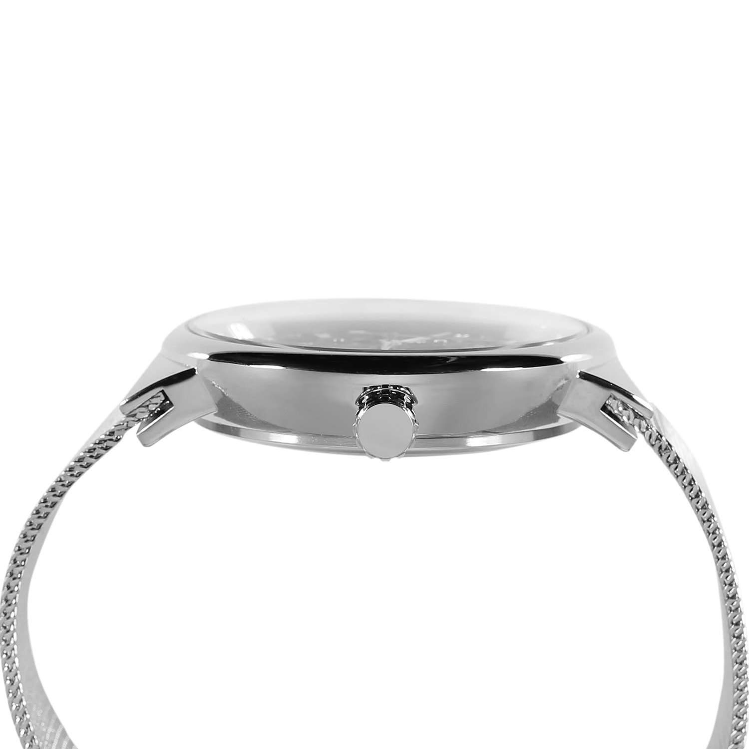 Forsining Men's Mechanical Hand-Wind Ultra Thin Stainless Steel Skeleton Watch with Mesh Bracelet - View 3 of 6