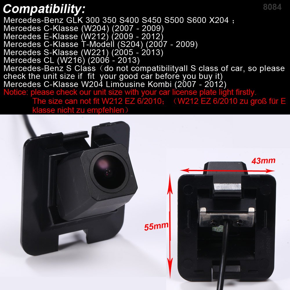 Navinio Navinio HD Waterproof Car Rear View Backup Camera for Mercedes Benz GLK300 350 S Class E Class W204 W220 W221 W212 W216 - View 2 of 7