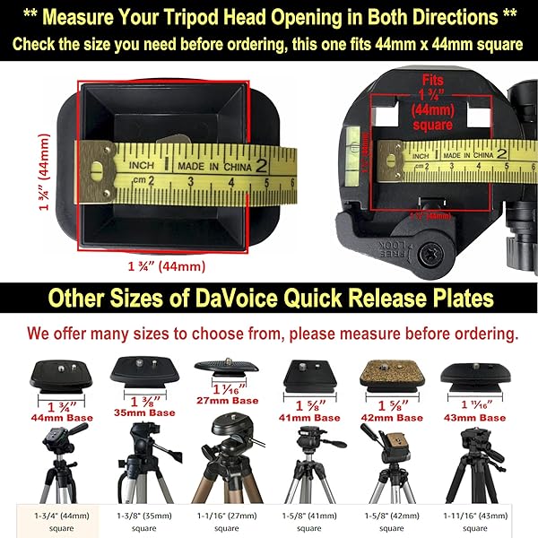 DaVoice DaVoice 44mm Quick Release Plate for Ambico, Velbon, Sony Tripods - Camera Mount Adapter Replacement - View 5 of 10