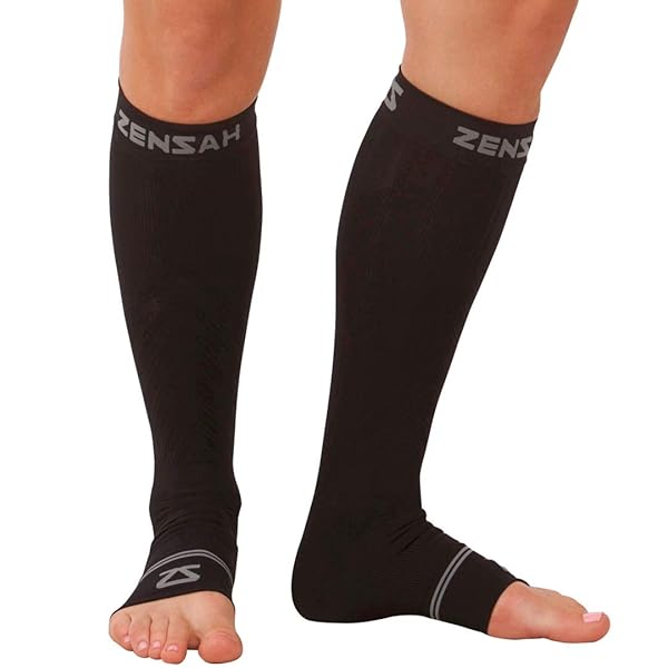 Zensah Zensah Ankle Calf Compression Sleeves Toeless Socks for Circulation and Swelling for Men and Women Black Size S