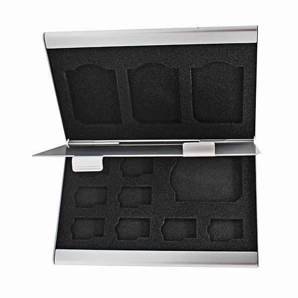 Foto&Tech Silver Aluminum Memory Card Case: 4 SD & 8 Micro SD Slots for Lexar, SanDisk, Kingston, Sony