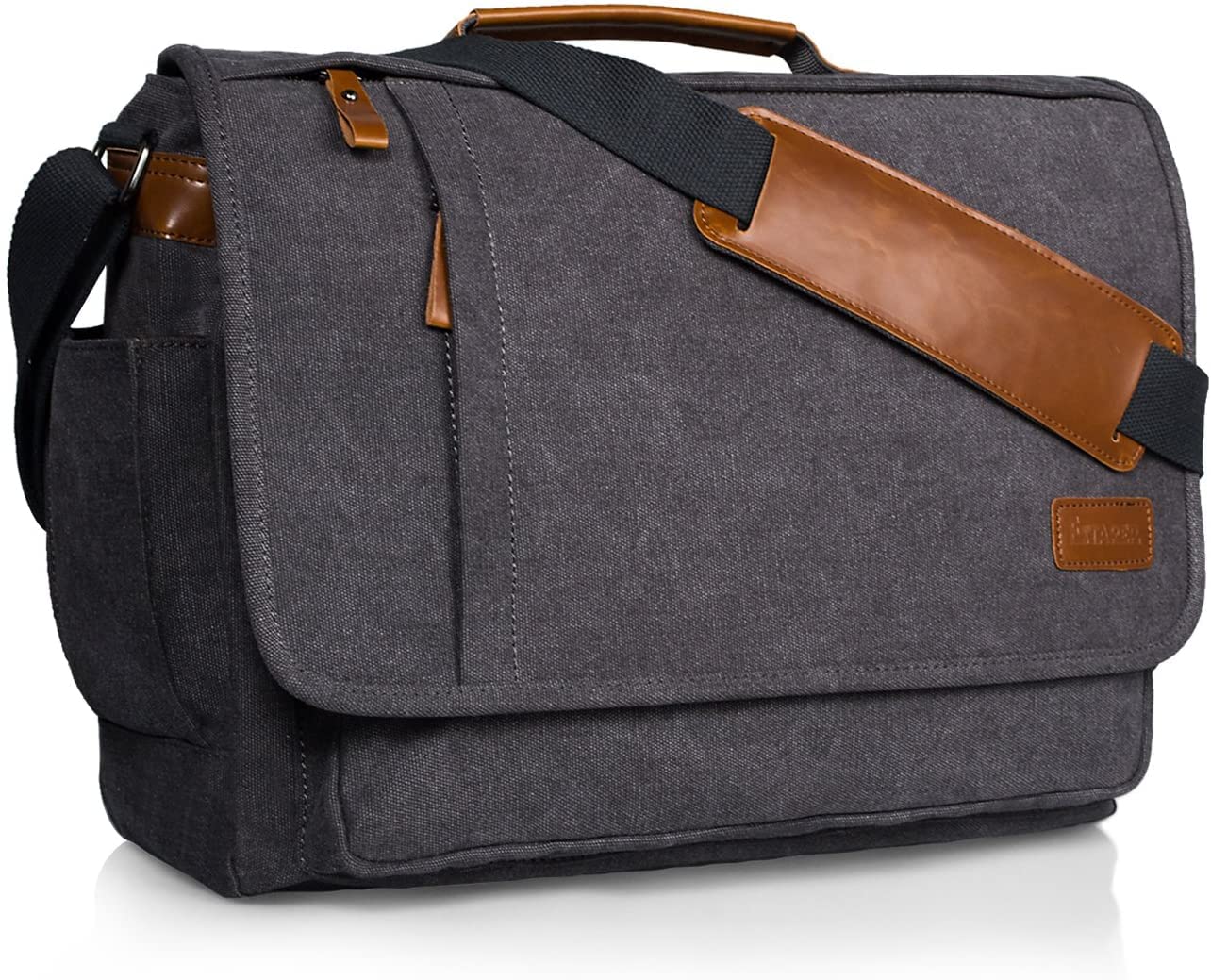 ESTARER ESTARER Water-resistant Canvas Messenger Bag for 15.6 Inch Laptop Travel Work Grey