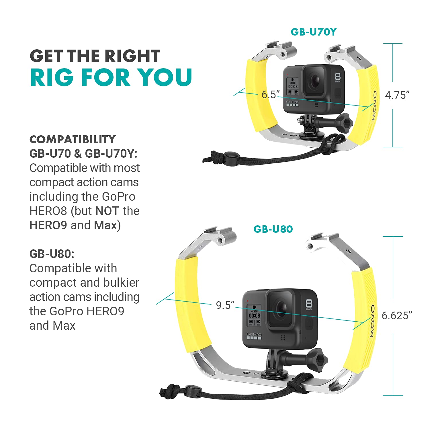 Movo Movo GB-U70 Underwater Diving Rig for GoPro Hero with Cold Shoe Mounts and Wrist Strap Ideal for Scuba Gear and Action Cameras - View 6 of 7
