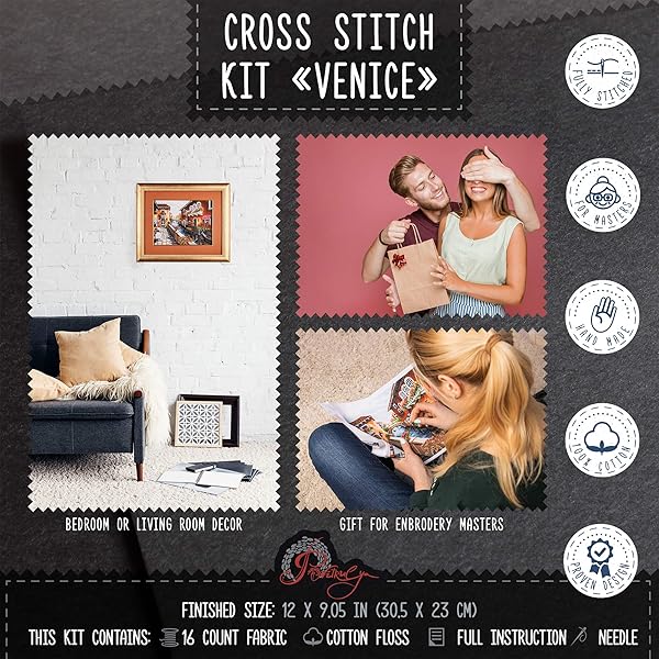 Povitrulya Shop Povitrulya Venice Counted Cross Stitch Kit for Adults - Perfect Craft Project! - View 6 of 9