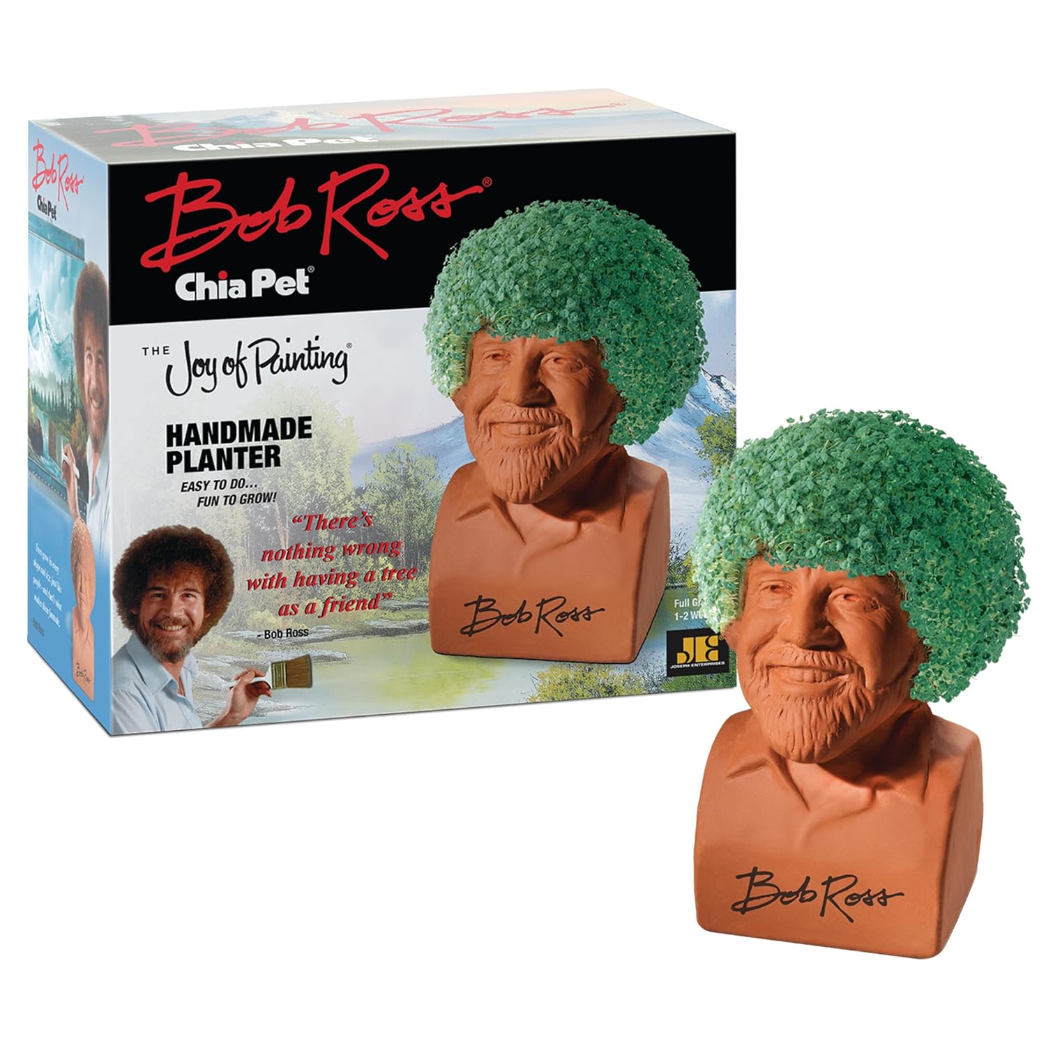 Chia Chia Pet Bob Ross Decorative Planter with Seed Pack Fun Easy to Grow Novelty Gift for Any Occasion