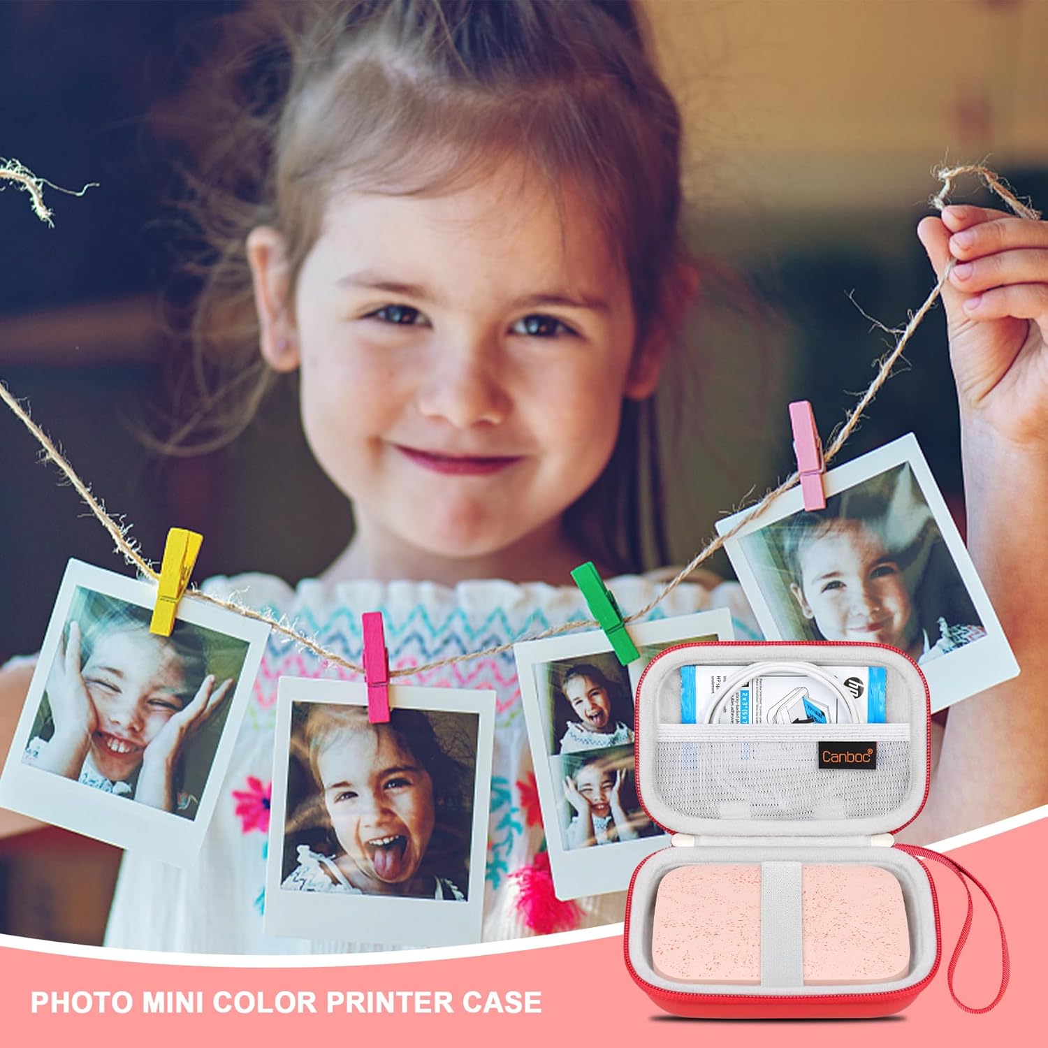 Canboc Canboc Carrying Case for HP Sprocket Kodak Step Lifeprint 2x3 Photo Printers Red Mesh Bag for Photo Paper and Cable - View 7 of 9