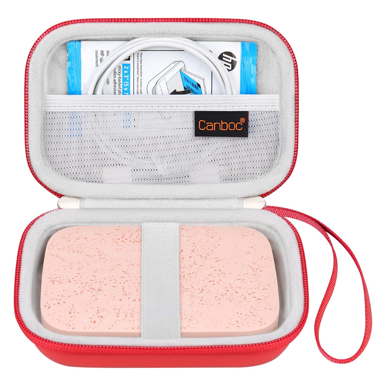 Canboc Carrying Case for HP Sprocket Kodak Step Lifeprint 2x3 Photo Printers Red Mesh Bag for Photo Paper and Cable